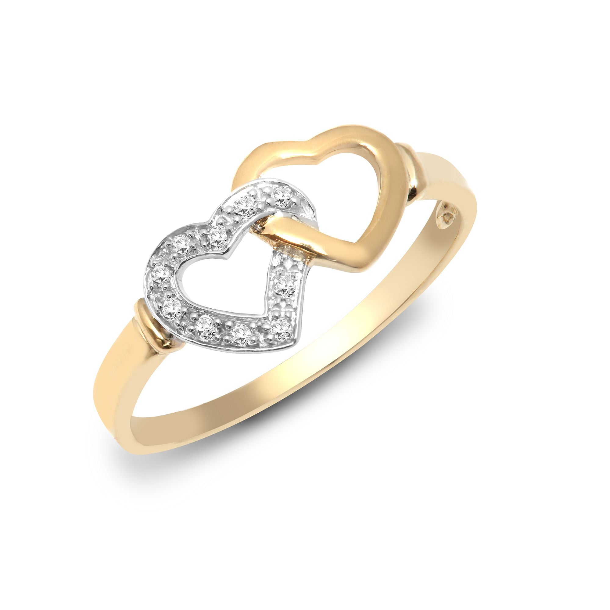 9ct Yellow Gold Natural Diamond Heart Ring