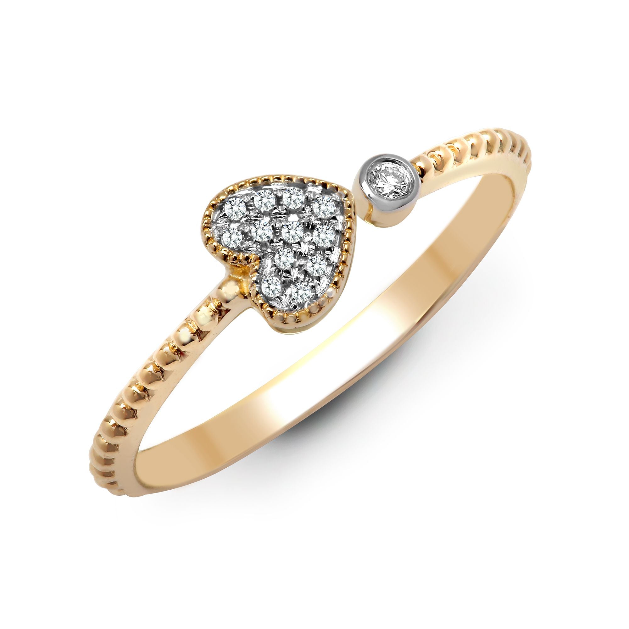 9ct Yellow 7pts Natural Diamond Heart Ring