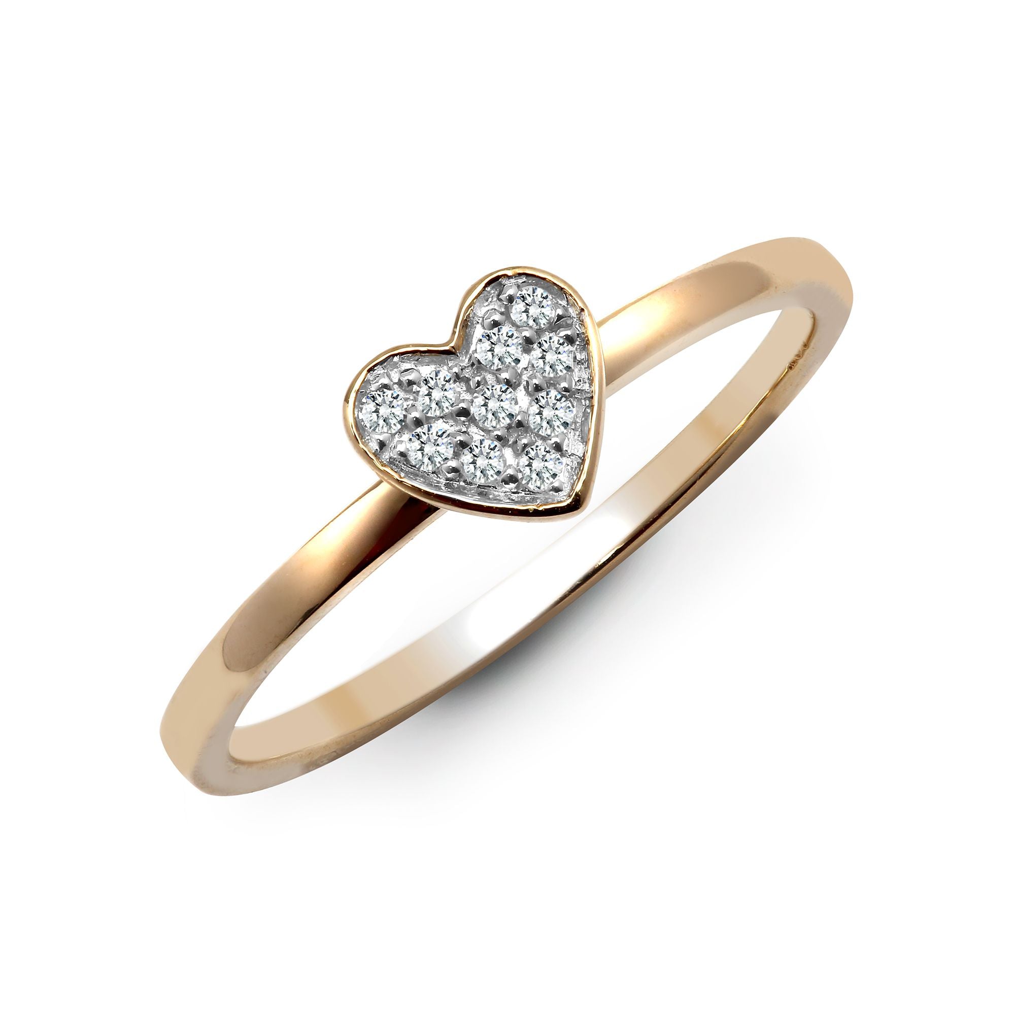 9ct Yellow 7pts Natural Diamond Heart Ring