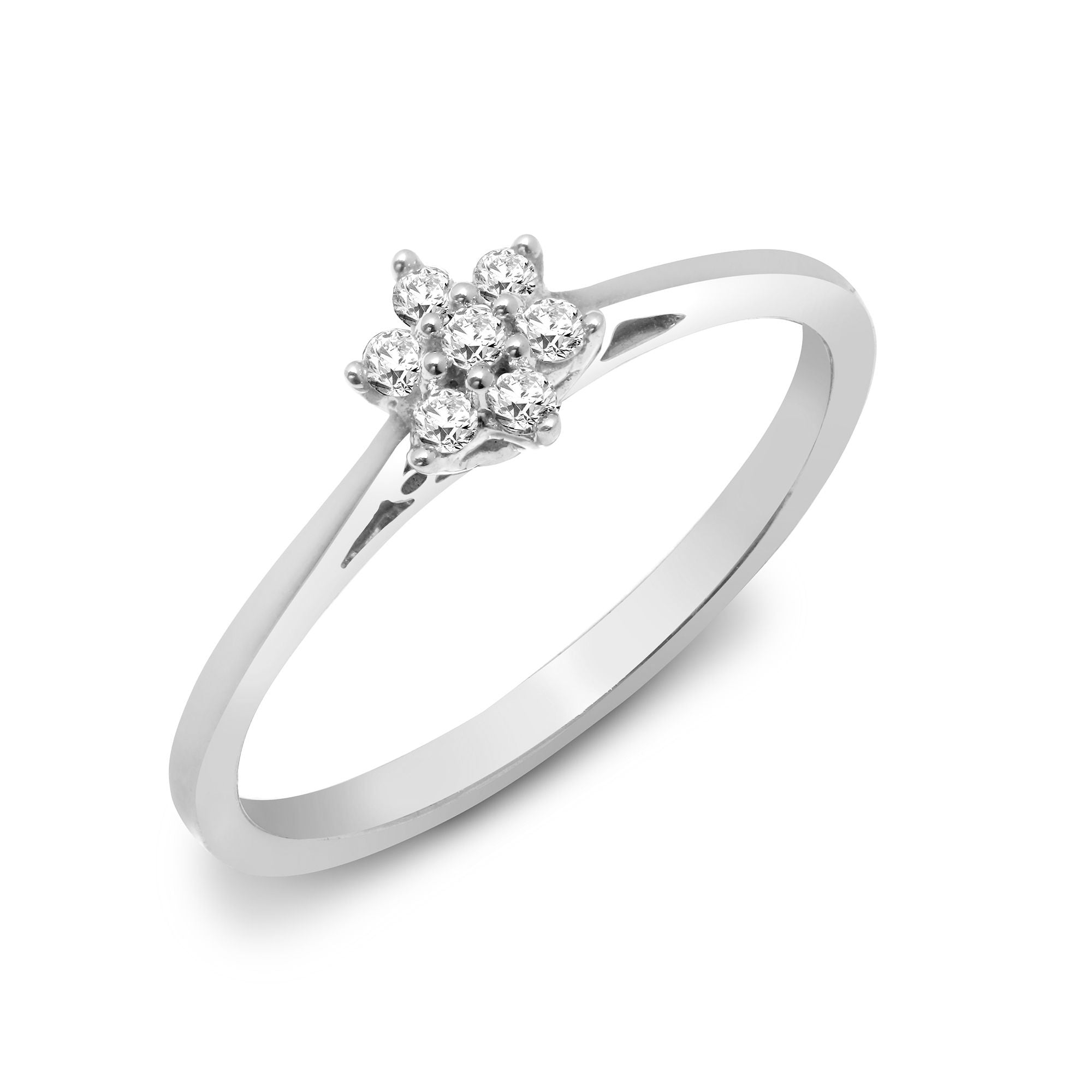 9ct White 10pts Natural Diamond Ring