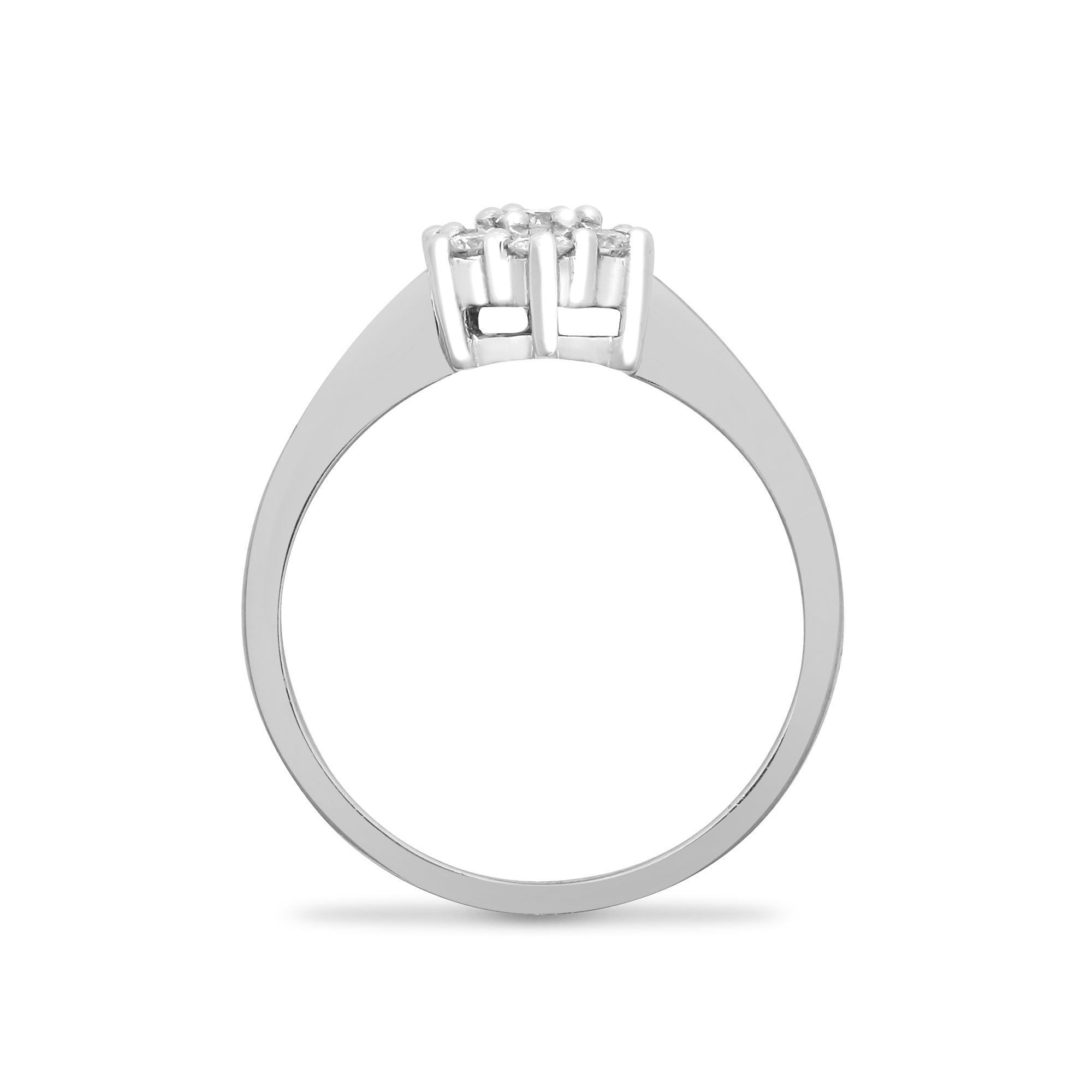 9ct White 33pts 6 x 1 Cluster Ring