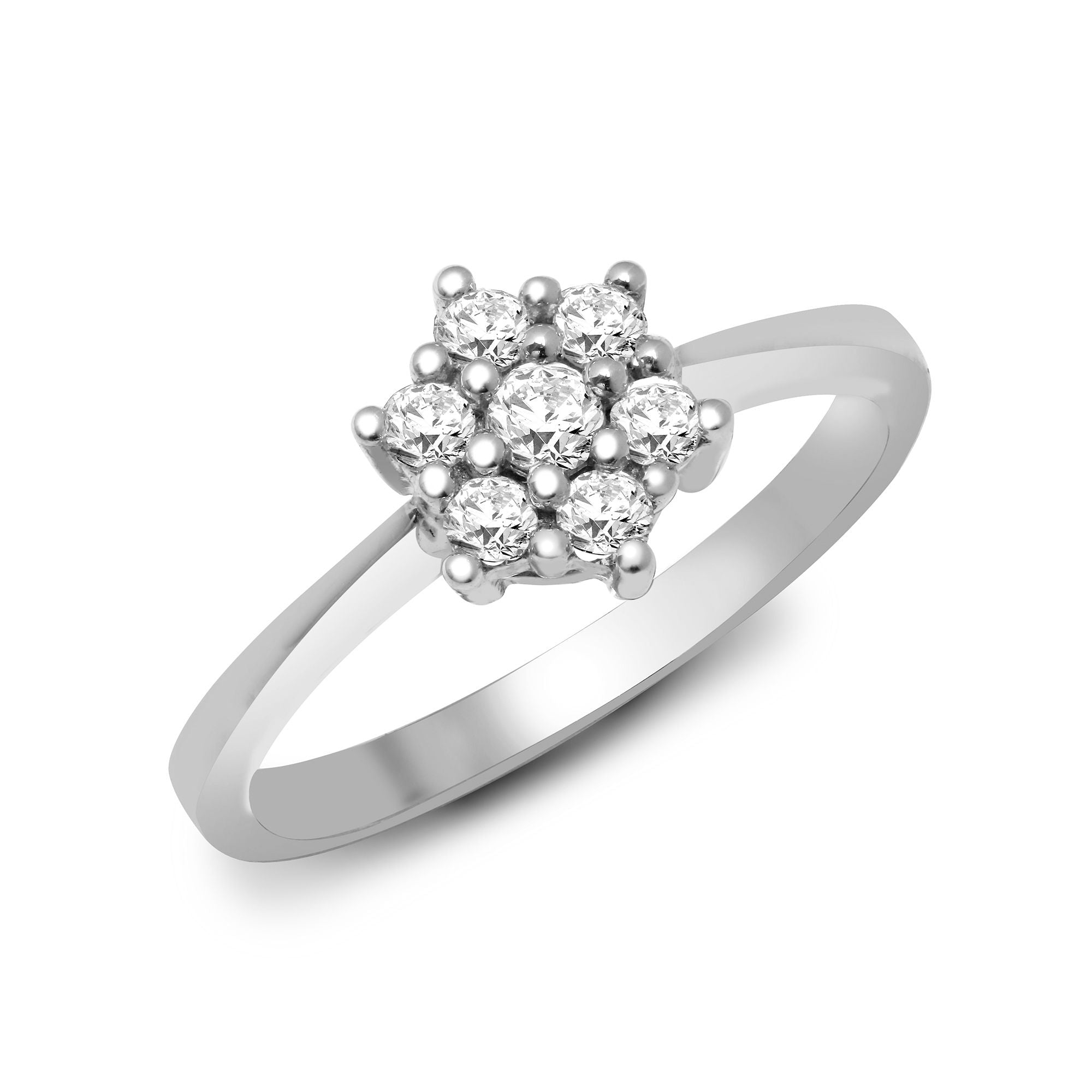 9ct White 33pts 6 x 1 Cluster Ring