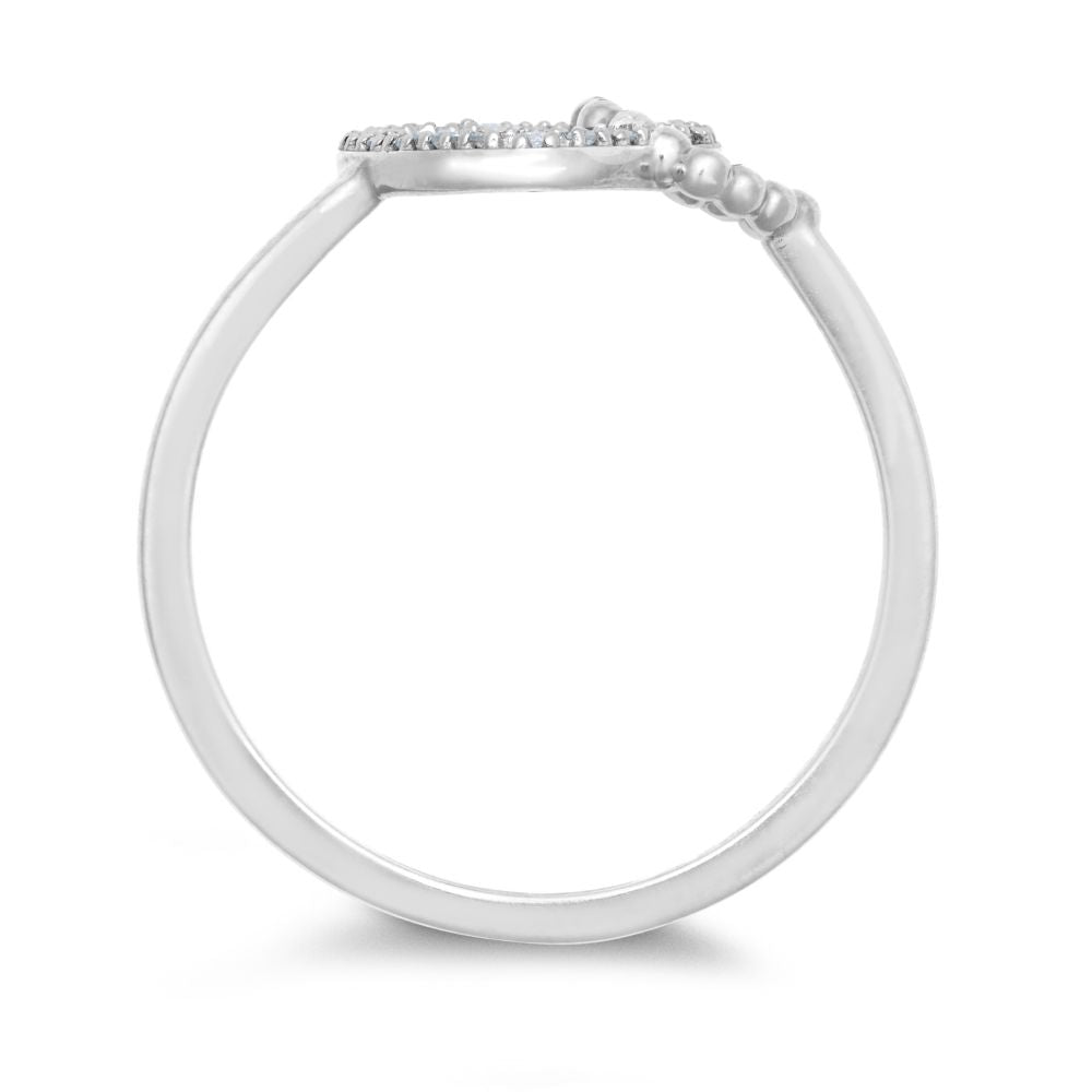 9ct White Gold 0.05cts Natural Diamond Double Heart Ring