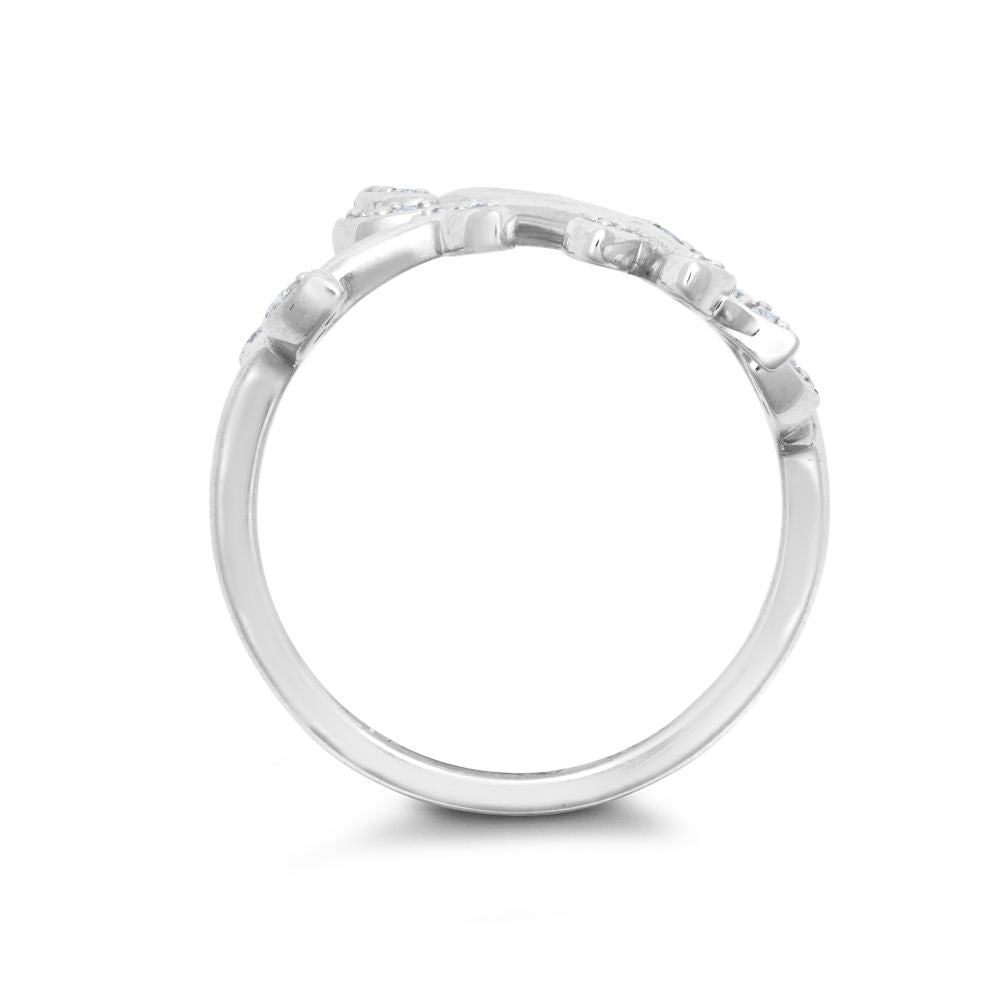 9ct White Gold 0.25cts Natural Diamond Leaf Ring