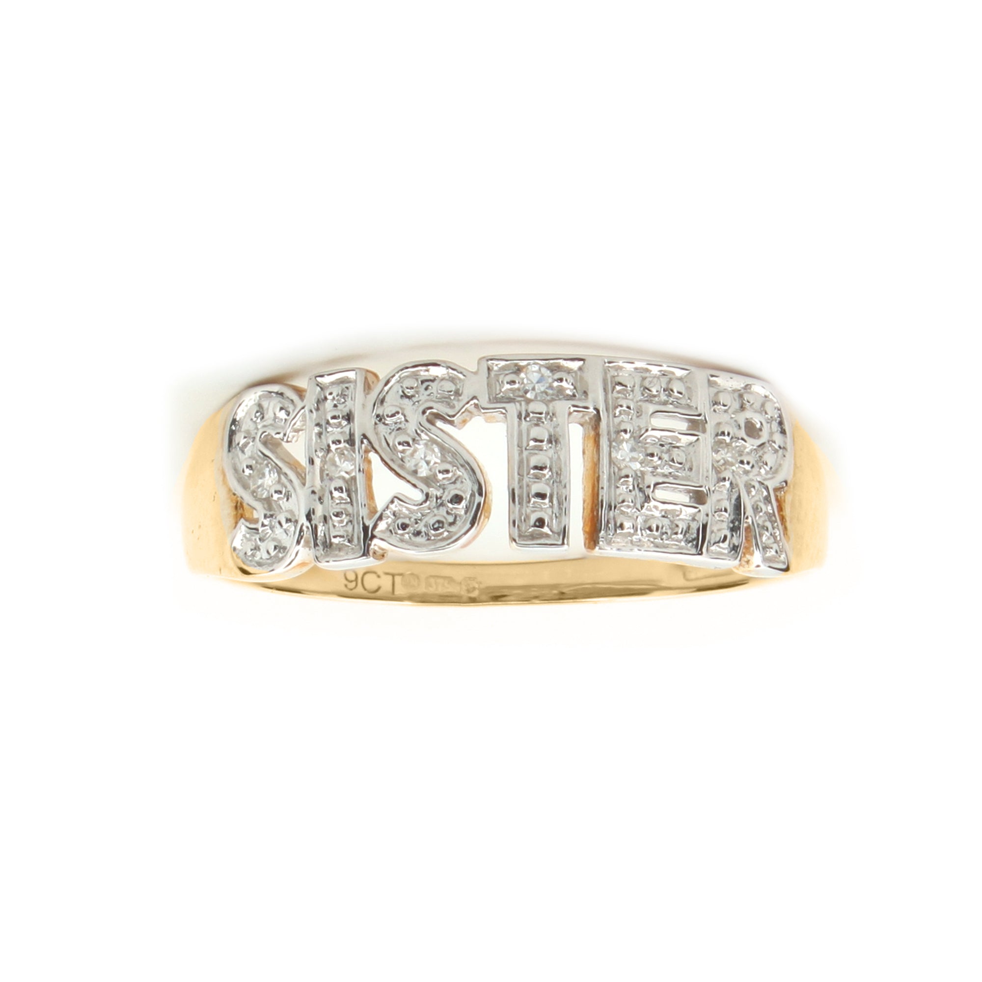 9ct Yellow Gold 0.03ct Natural Diamond SISTER Ring
