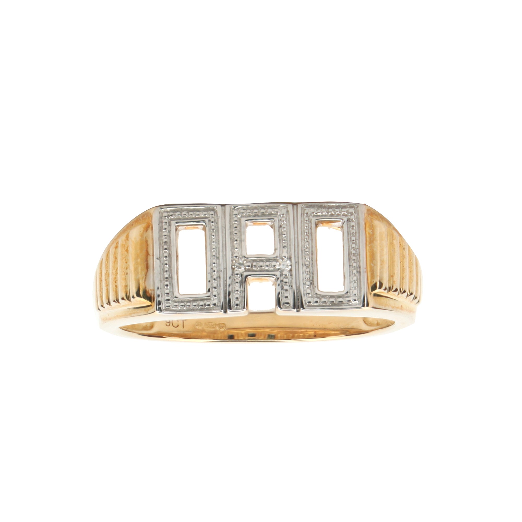 9ct Yellow Gold 0.01ct Natural Diamond DAD Ring