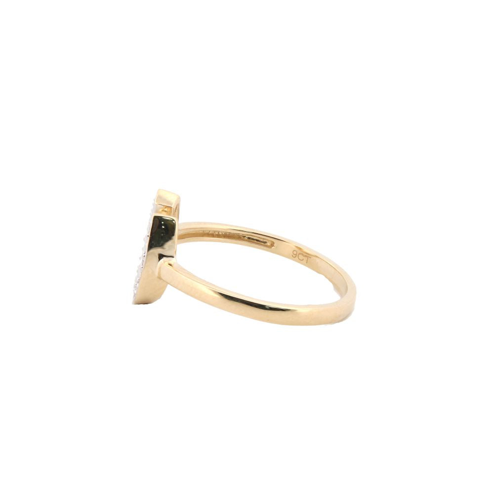 9ct Yellow 0.04ct Natural Diamond Horseshoe Ring