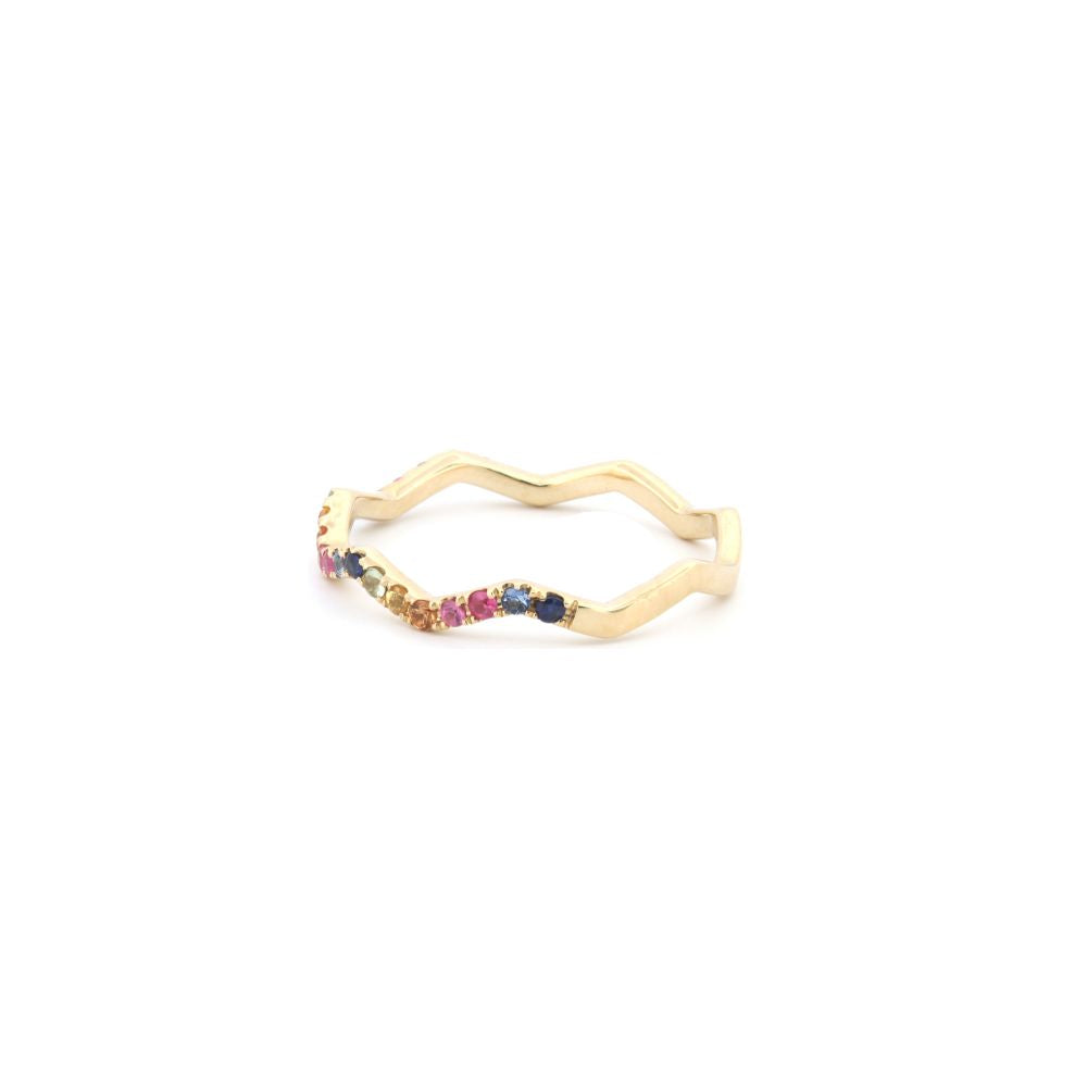 9ct Yellow 0.27ct Rainbow Saph Zigzag ET Ring