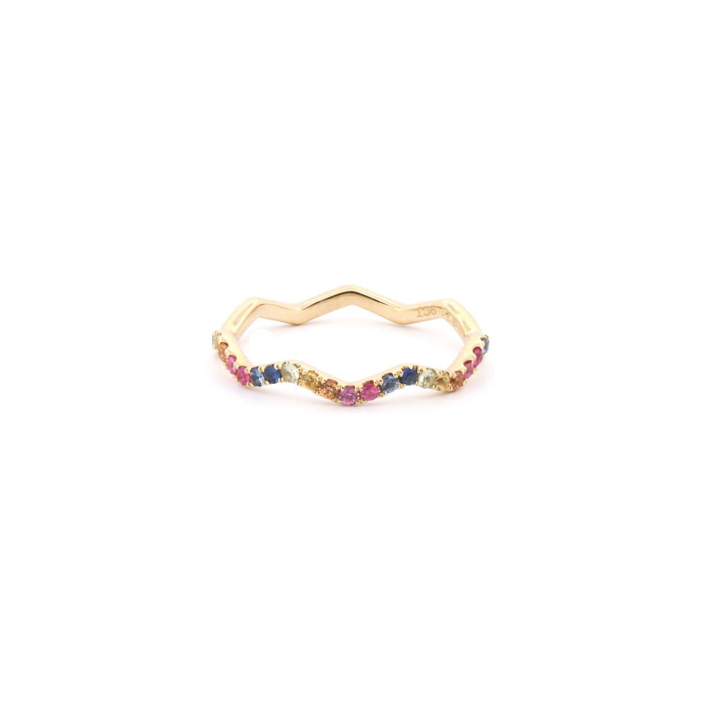 9ct Yellow 0.27ct Rainbow Saph Zigzag ET Ring