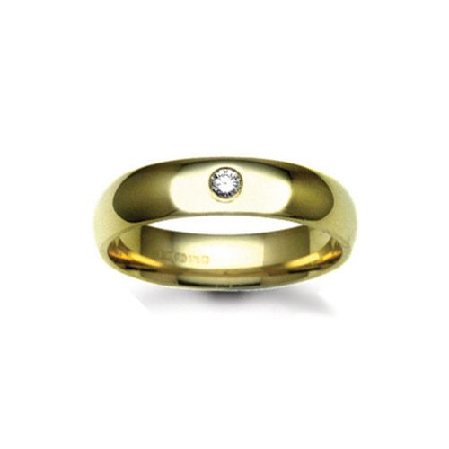 9ct Gold Yellow Natural Diamond Rubover set Wedding Ring