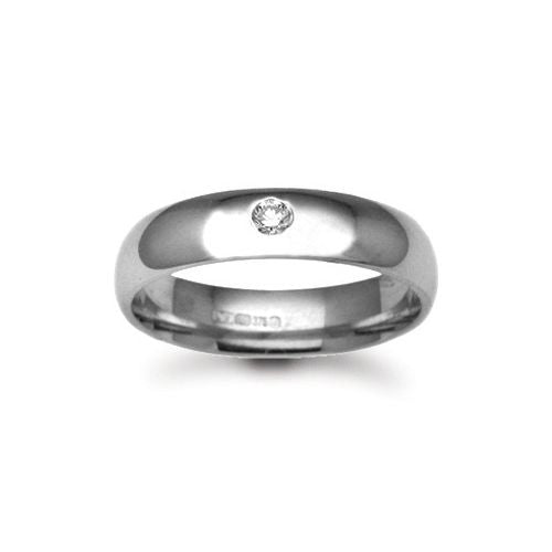 9ct Gold White Natural Diamond Rubover set Wedding Ring