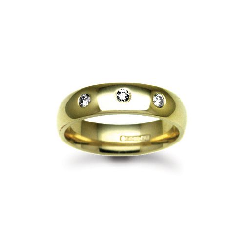 9ct Gold Yellow Natural Diamond Rubover set Wedding Ring