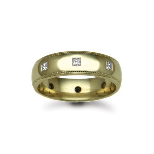 9ct Gold Yellow Natural Diamond Rubover set Wedding Ring