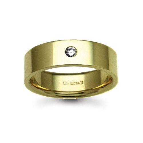 9ct Gold Yellow Natural Diamond Rubover set Wedding Ring