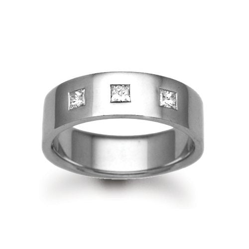 9ct Gold White Natural Diamond Rubover set Wedding Ring