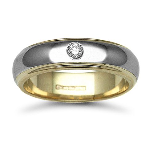 9ct Gold 2 Colour Natural Diamond Rubover set Wedding Ring