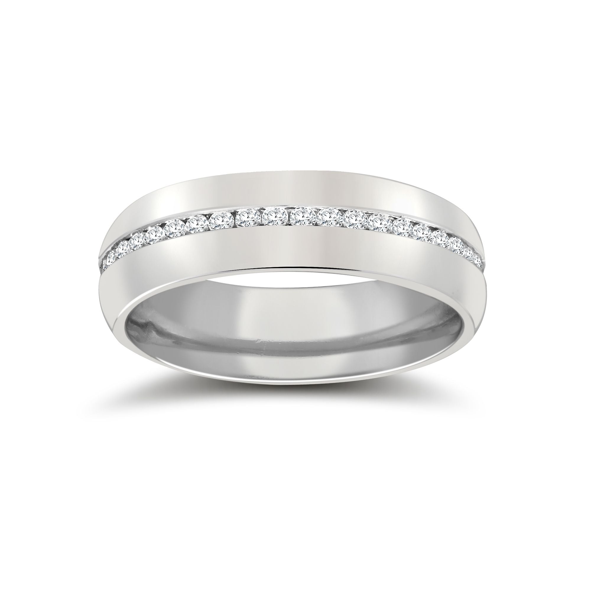 9ct White Gold RBC Court Natural Diamond Wedding Band Fully Set - 5mm - 50pts