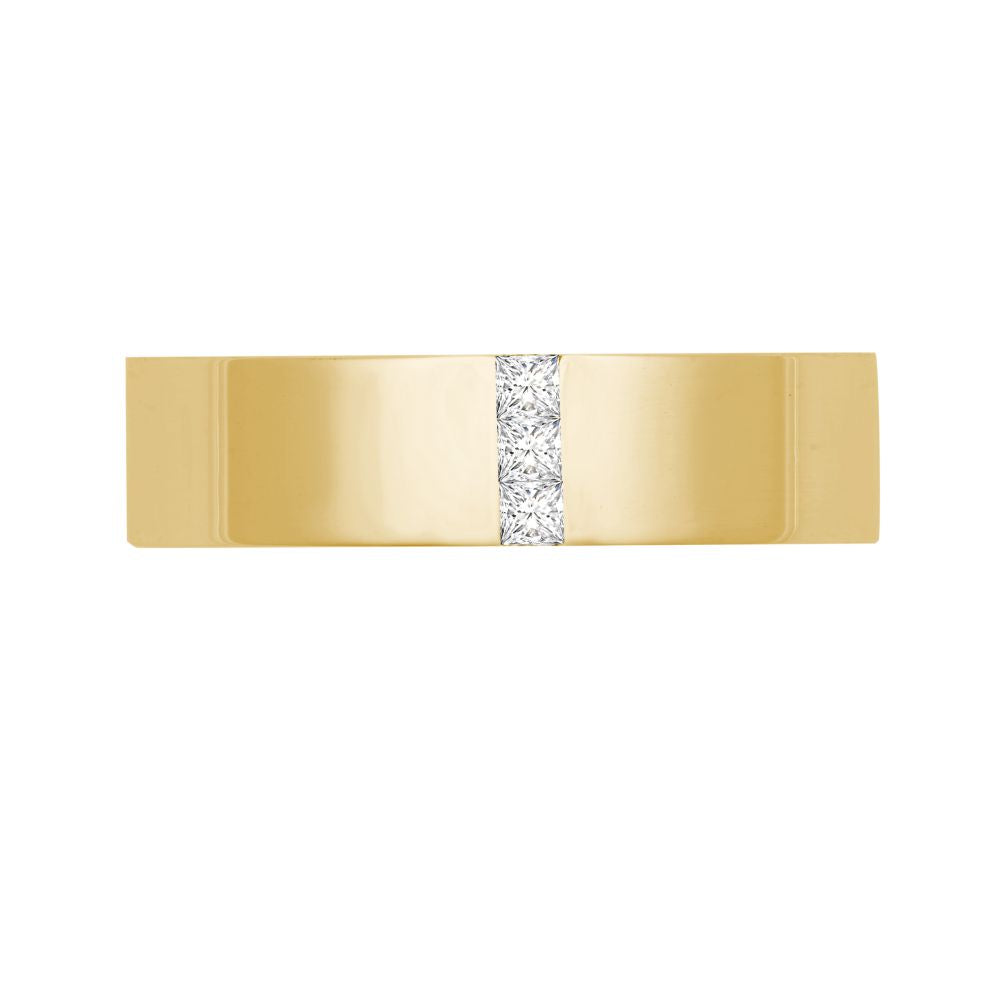 9ct Gold Yellow Natural Diamond Rubover set Wedding Ring