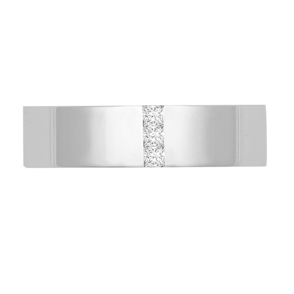 9W068-4 | 9ct Gold White Natural Diamond Rubover set Wedding Ring