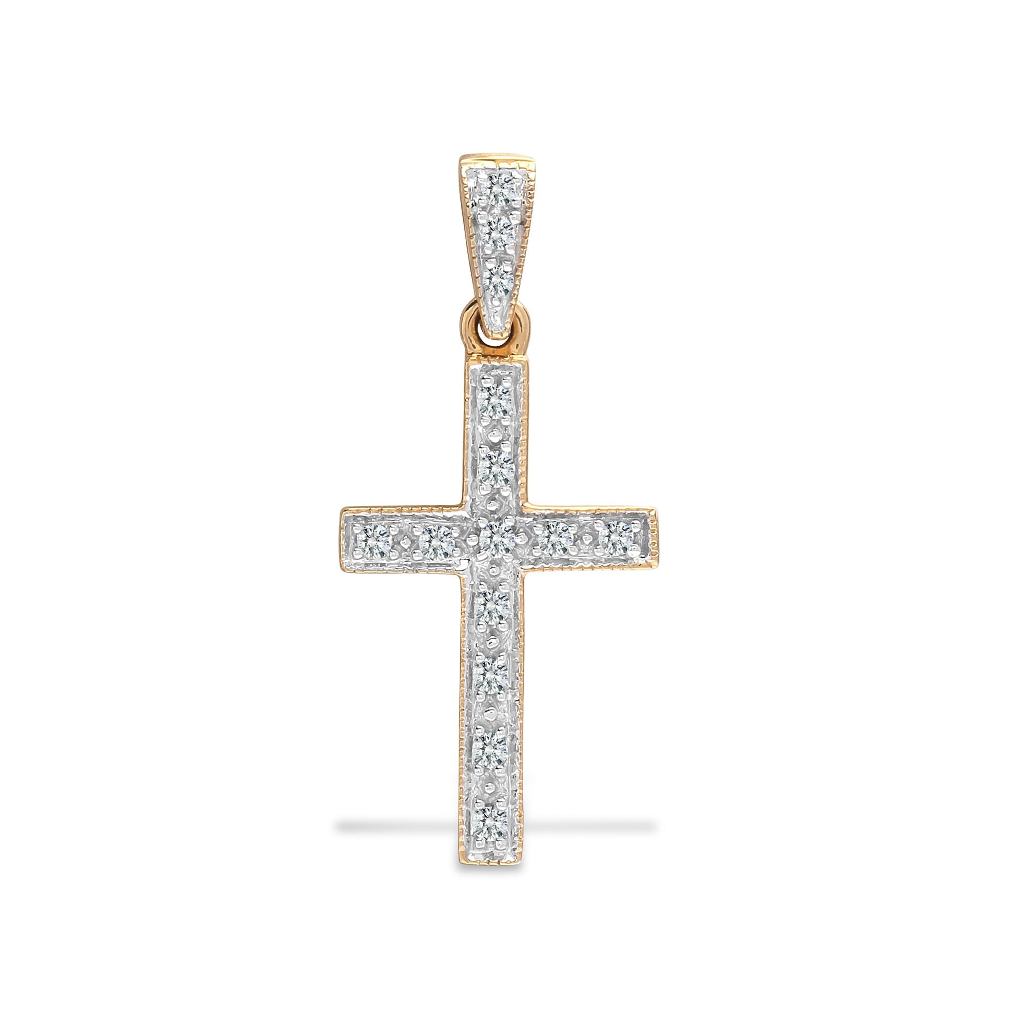 9X003 | 9ct Yellow Gold Natural Diamond Cross