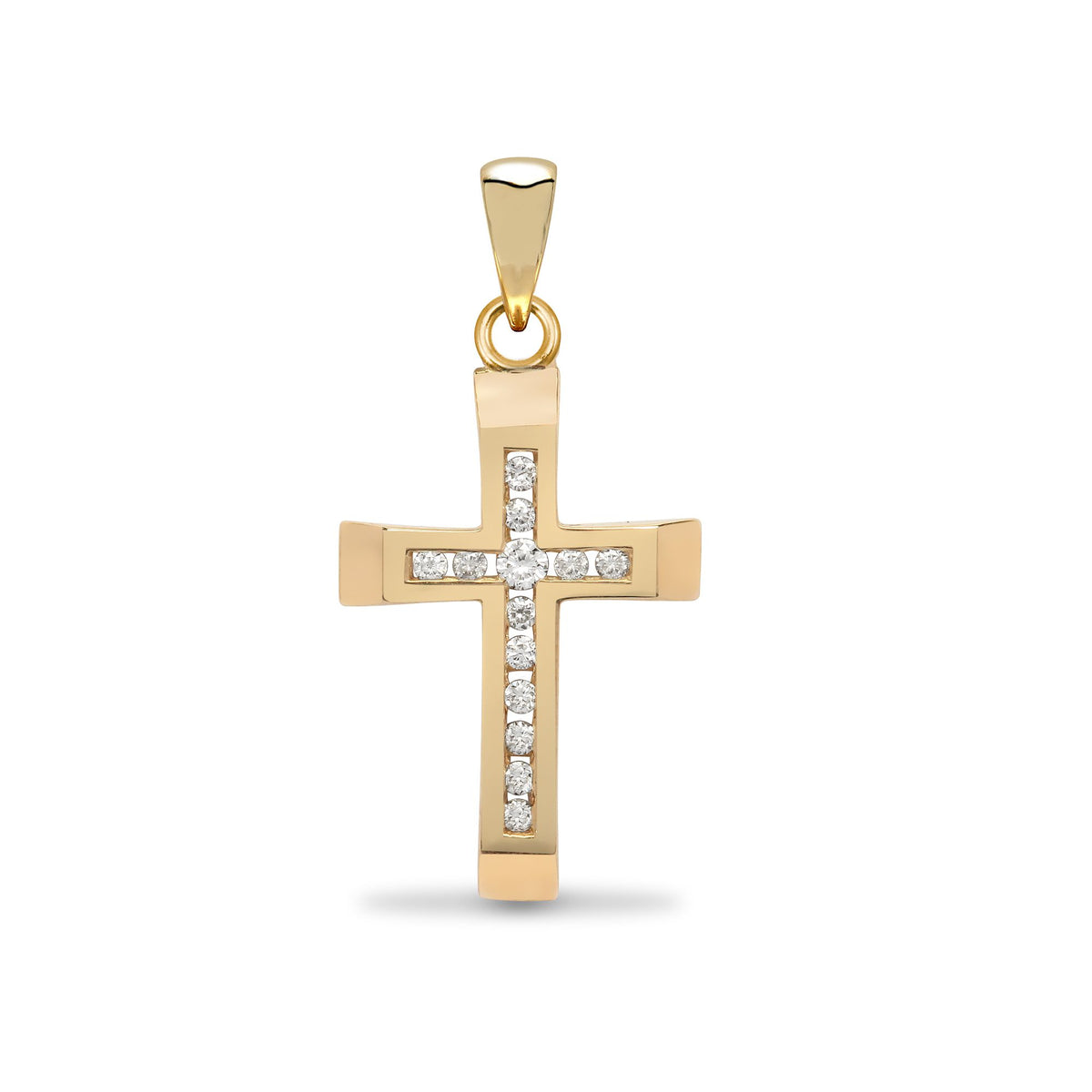 9ct Yellow Gold Natural Diamond Cross