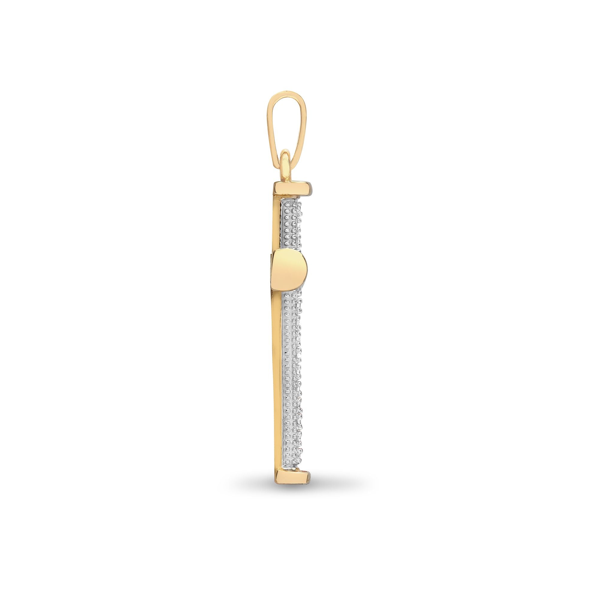 9ct Yellow Gold Natural Diamond Cross