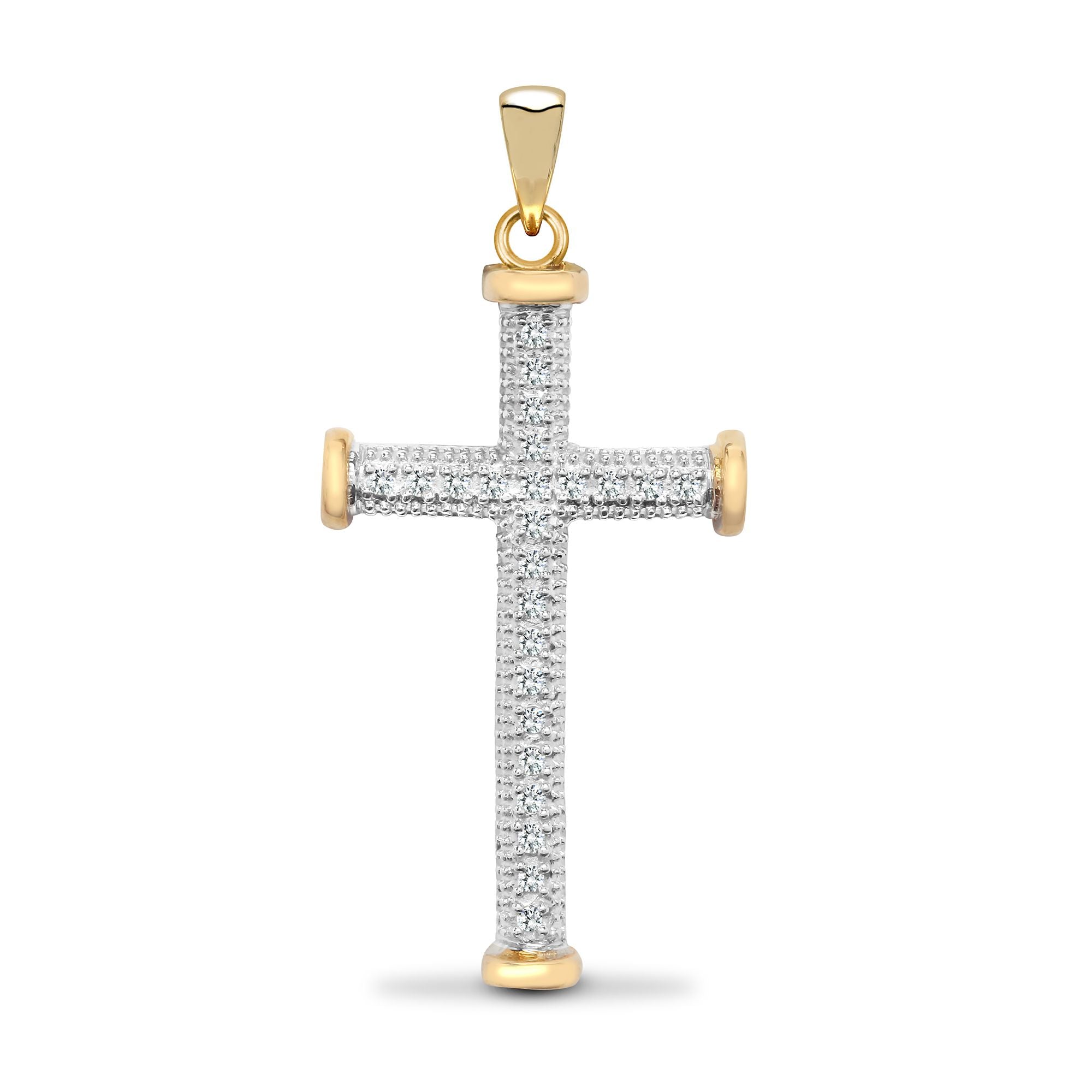 9ct Yellow Gold Natural Diamond Cross