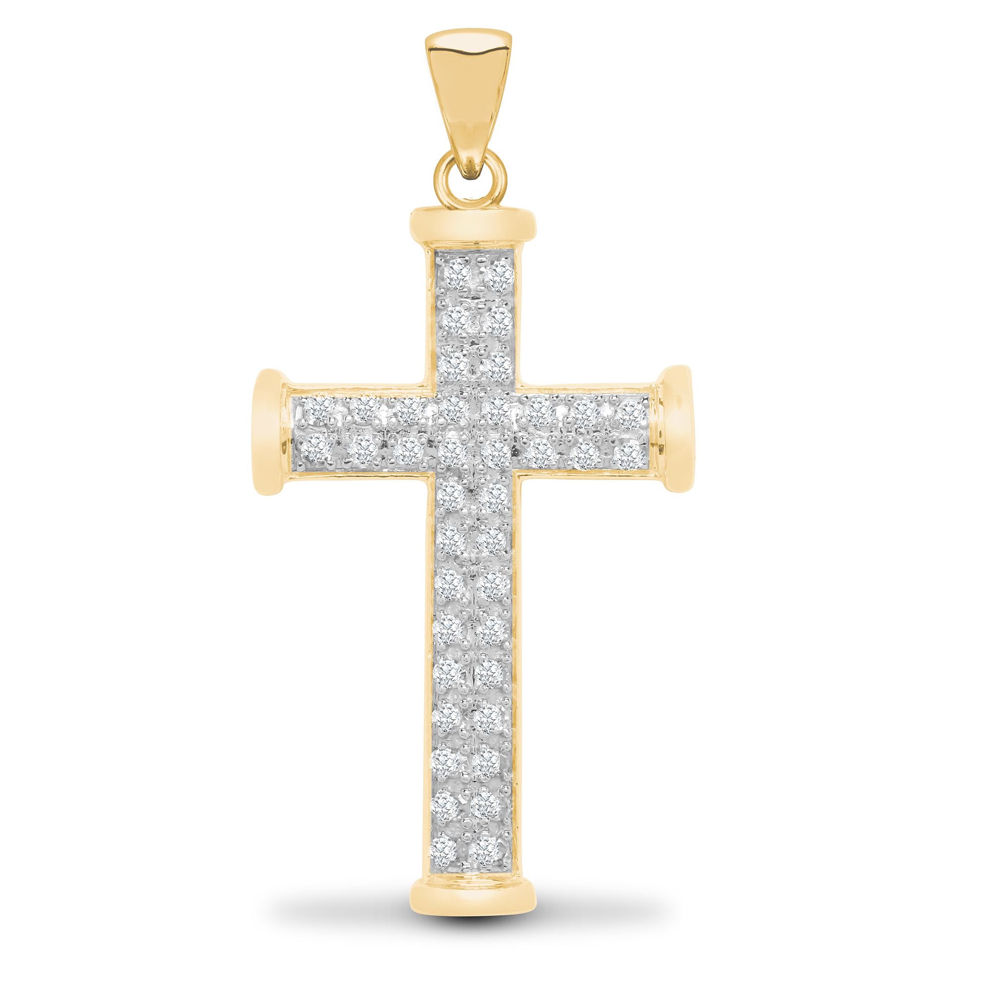 9ct Yellow Gold Natural Diamond Cross