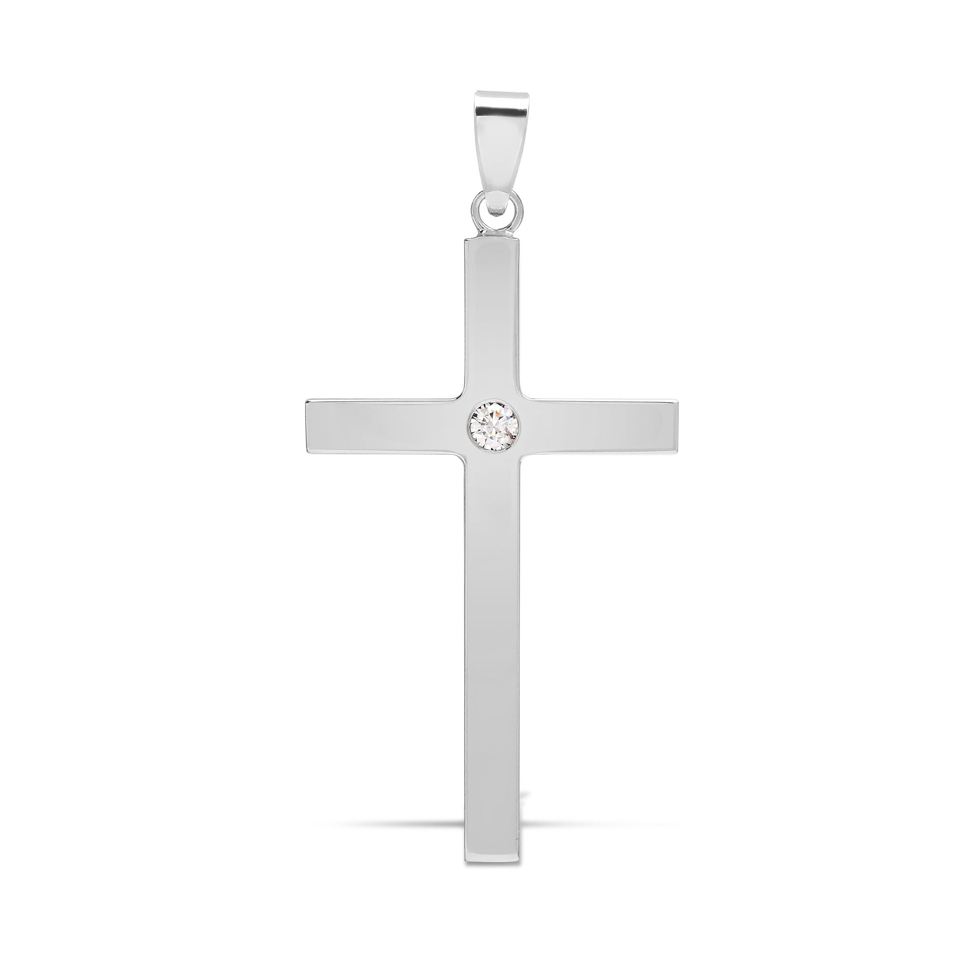 9ct White Gold Natural Diamond Cross