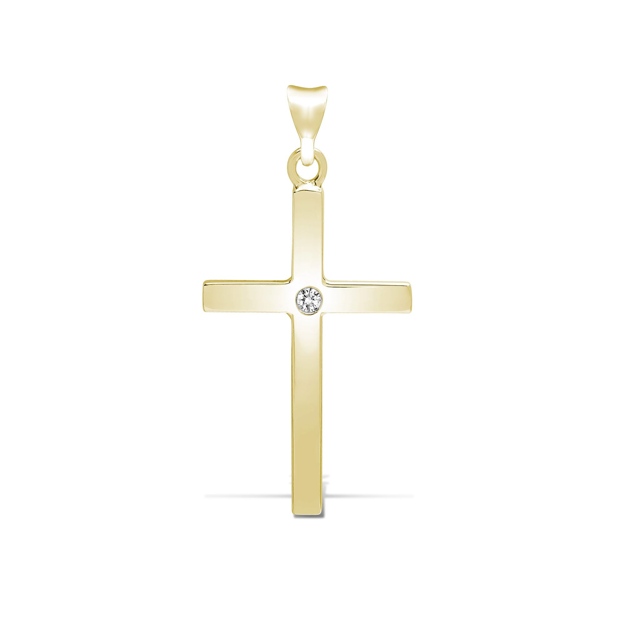 9ct Yellow 0.05ct Invisible Set Natural Diamond Cross