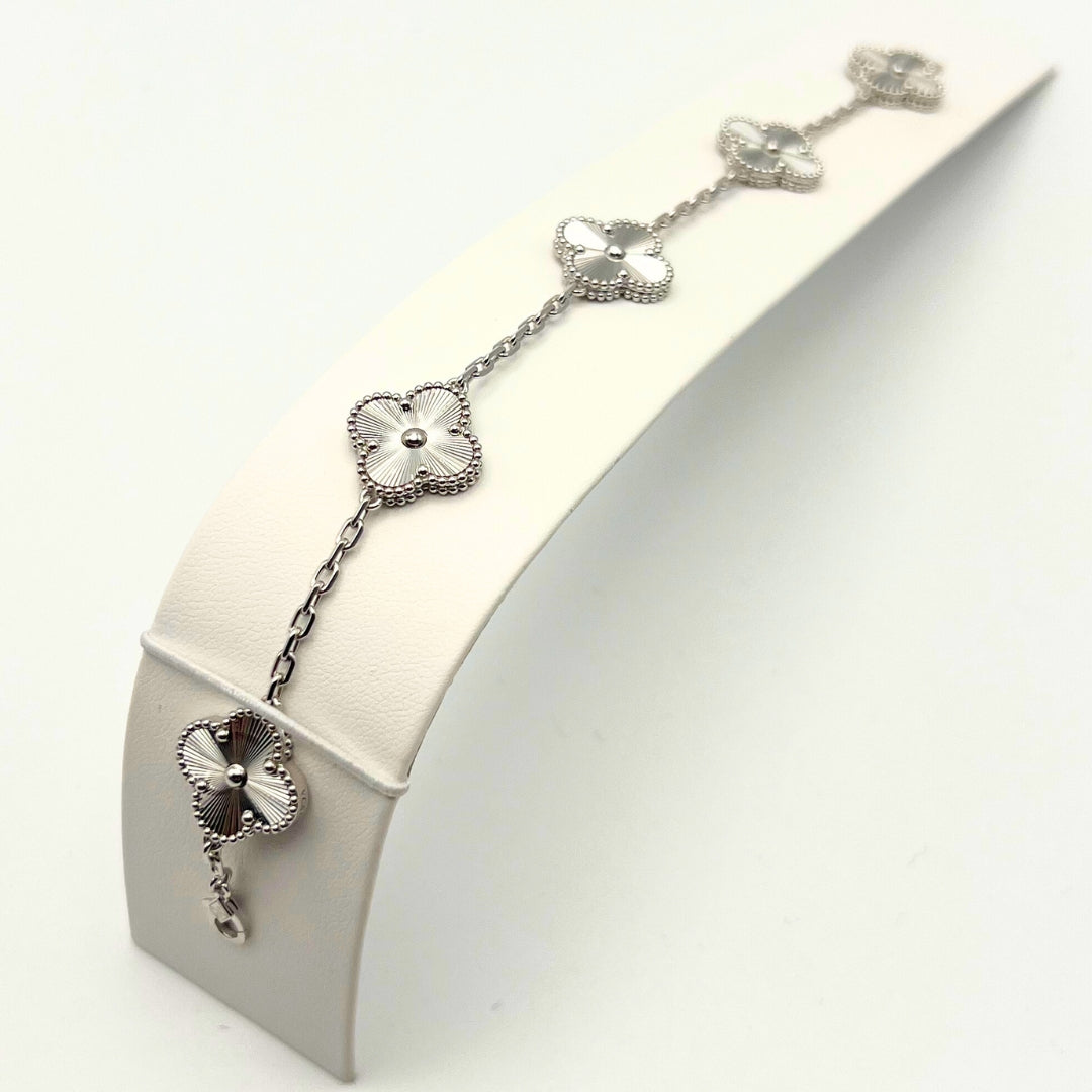 Van Cleef & Arpels Bracelet Alhambra Vintage 5 Motifs Or Blanc 18 Carats