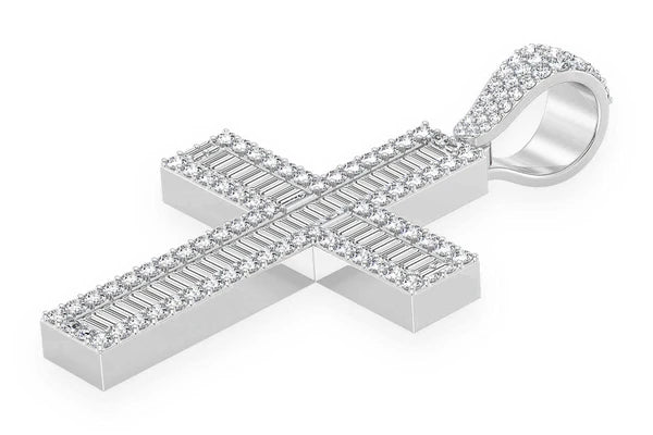 Erkals Jewellers Large Baguette Cross Pendant 18K Gold Diamond 4.00ctw