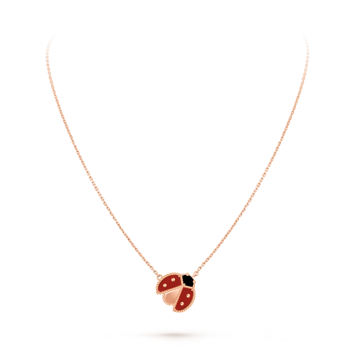 Van Cleef & Arpels Lucky Spring Open Wings Ladybug Pendant 18K Rose Gold