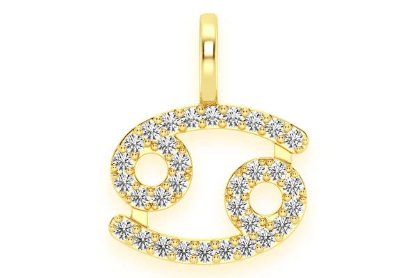 Erkals Jewellers Cancer Zodiac Pendant 18K Gold Diamond 0.10ctw