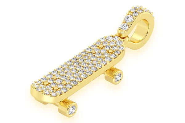 Erkals Jewellers Skateboard Pendant 18K Gold Diamond 0.35ctw