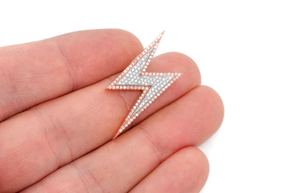 0.50ct Diamond Lightning Bolt Double Layer Pendant 18K Solid Gold