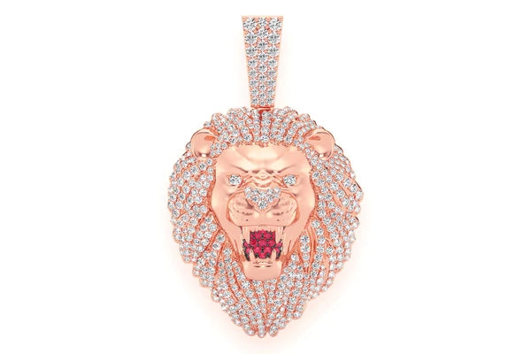 Erkals Jewellers Roaring Lion Head Pendant 18K Gold Diamond 3.20ctw