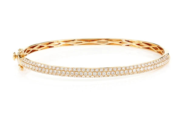 Erkals Jewellers Diamond Three Row Pave Bangle Bracelet 18K Gold 1.95ctw