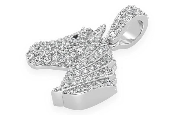 Pendentif tête de cheval diamant 0,60 ct en or massif 14 carats