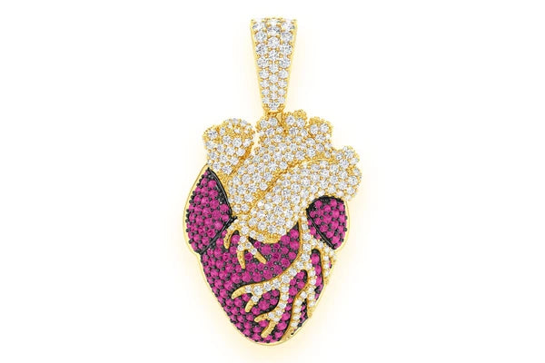 Erkals Jewellers Human Heart Pendant 18K Gold Ruby Diamond 3.50ctw