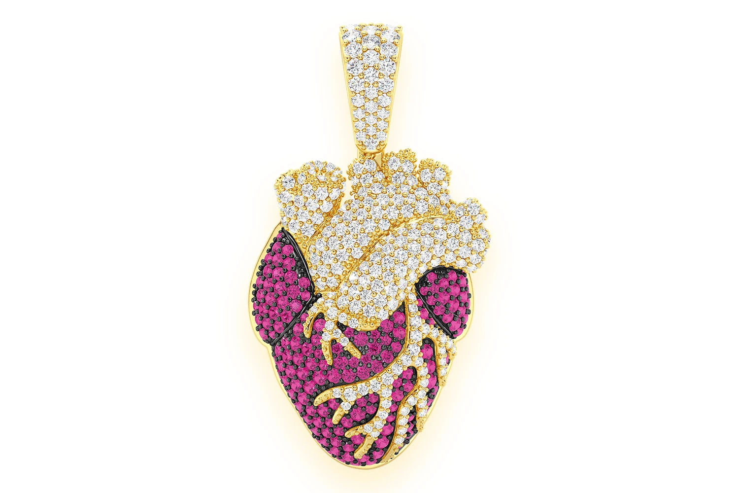Erkals Jewellers Human Heart Pendant 18K Gold Ruby Diamond 3.50ctw