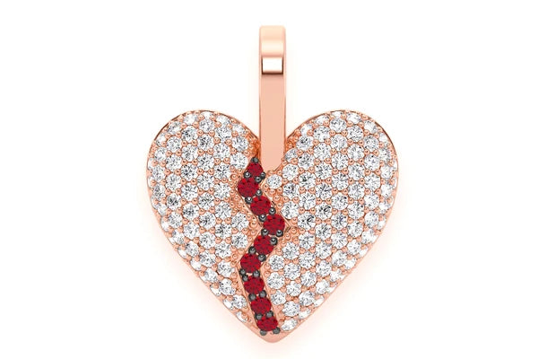 Erkals Jewellers Broken Heart Emoji Pendant 18K Gold Diamond 0.70ctw