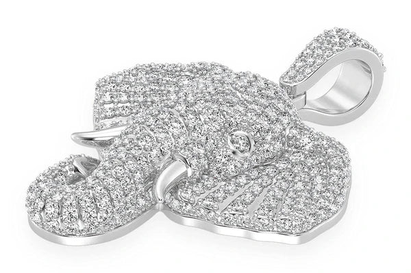 2.33ct Diamond Elephant Pendant 18K Solid Gold