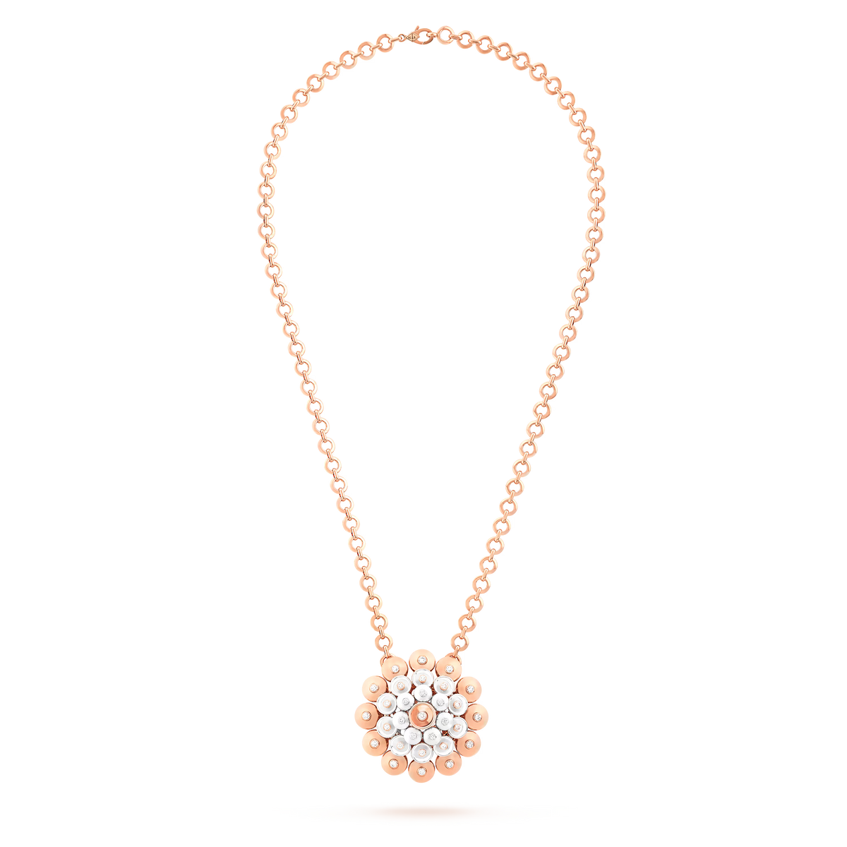 Van Cleef & Arpels Bouton d'Or Pendant 18K Rose Gold White Gold Diamond