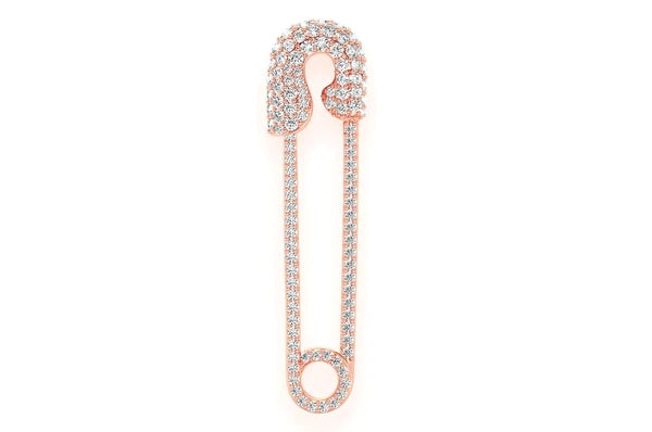 0.80ct Diamond Safety Pin Pendant 18K Solid Gold