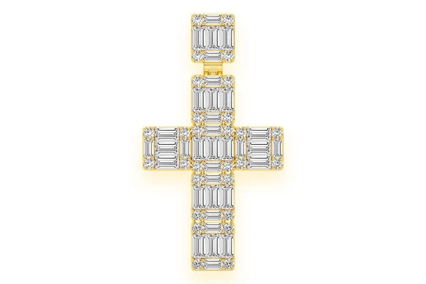 Erkals Jewellers Baguette Cross Pendant 18K Gold Diamond 1.80ctw