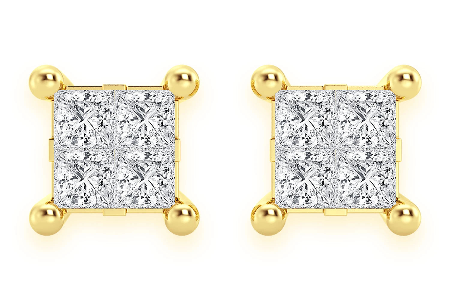 Erkals Jewellers Quad Stud Diamond Earrings 18K Gold 1.00ctw