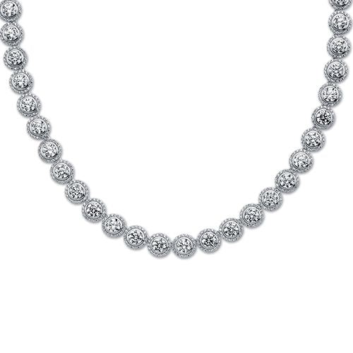 925 Silver Cubic Zirconia Set Halo Collotette Necklace