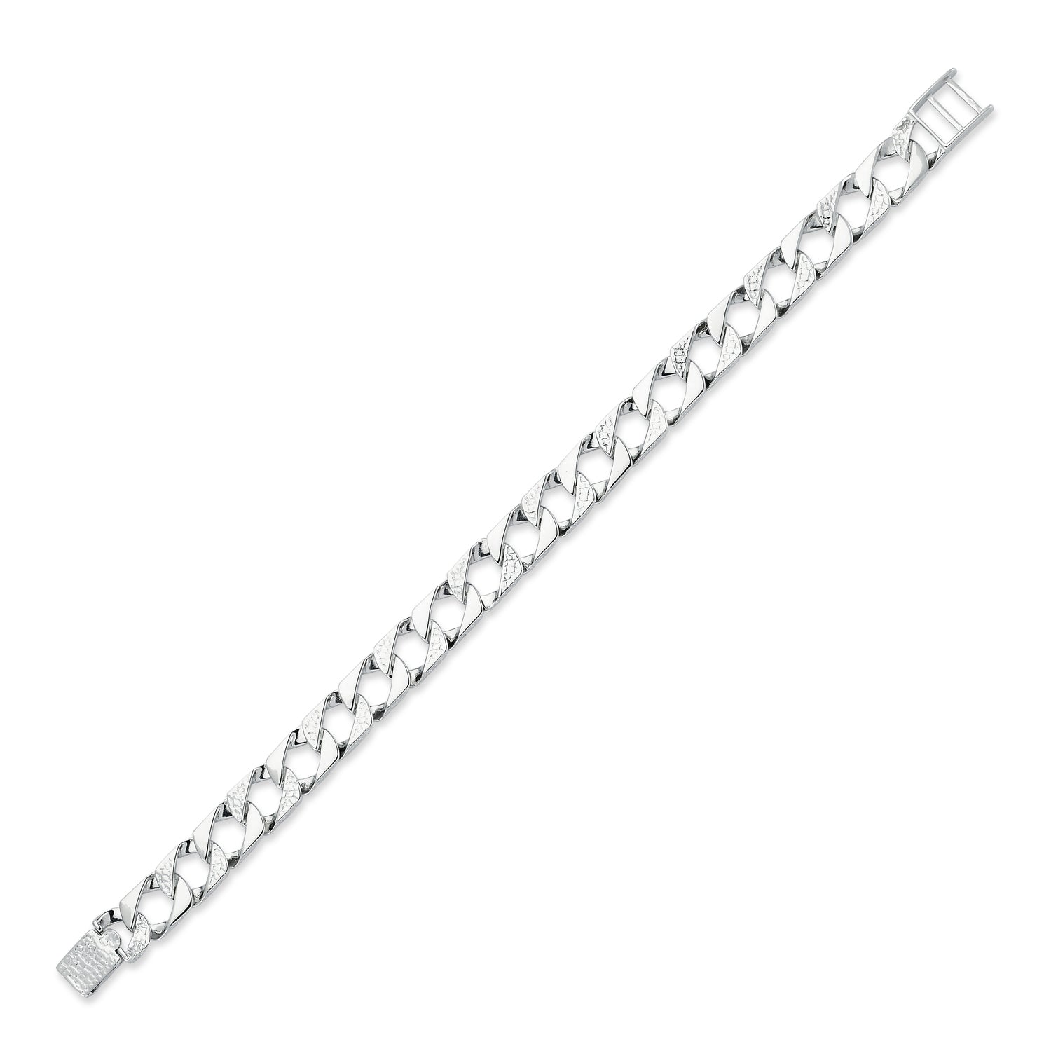 925 Silver Cast Lizard and Plain Curb Bracelet