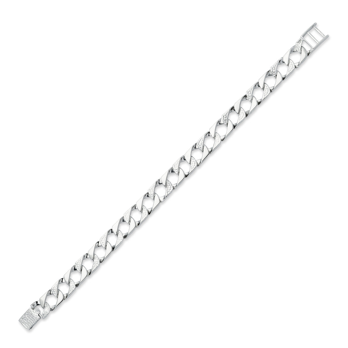 925 Silver Cast Lizard and Plain Curb Bracelet